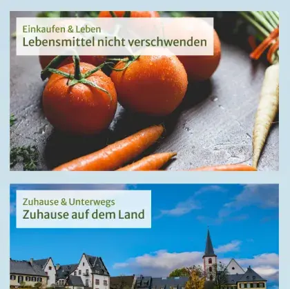 Man sieht eine Übersicht der Seite und ein Bild von Lebensmitteln.