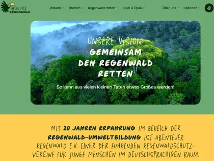 Man sieht die Website.